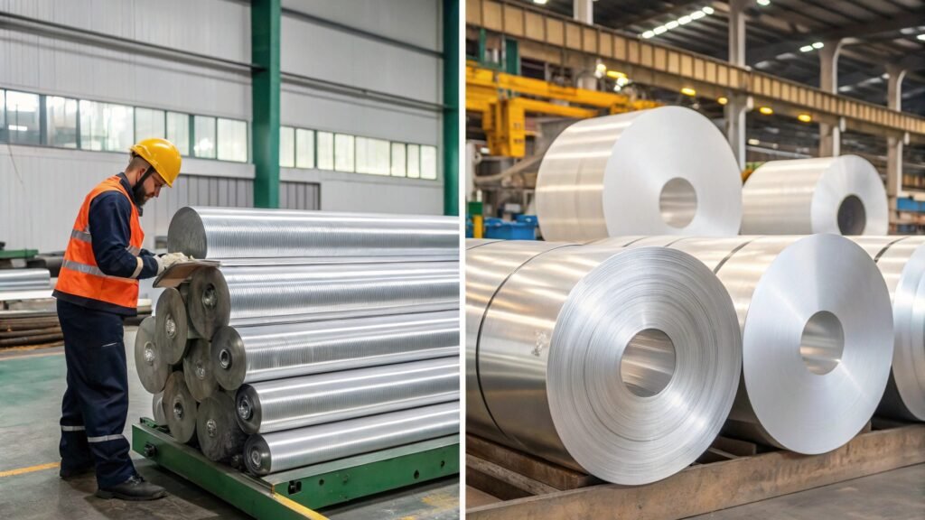 The periodic table symbol for Aluminum (Al) on one side, and a collection of engineered aluminum alloy components on the other.